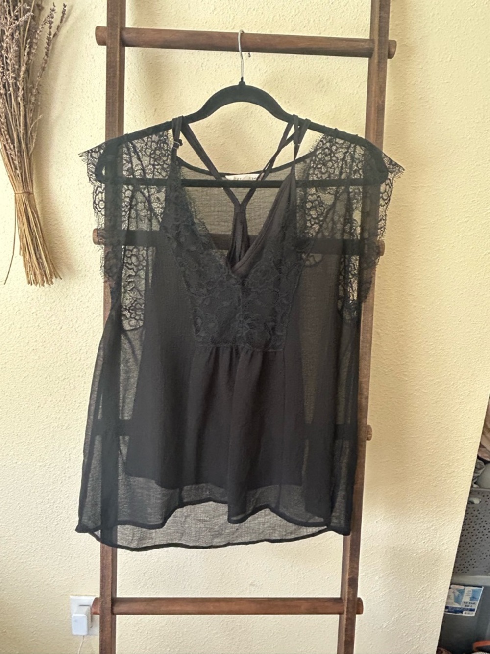 lovestitch Black Lace Sheer A-Line Top